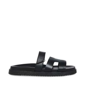 Steve Madden Women's Mayven Slide Sandal in Black Leather