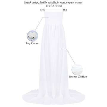 Mommy Jennie Maternity Dress for Photoshoot Sleeveless Open Front Photography Gown,A-White