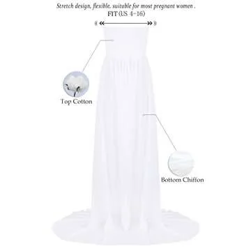 Mommy Jennie Maternity Dress for Photoshoot Sleeveless Open Front Photography Gown,A-White
