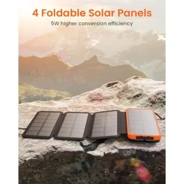 A ADDTOP 25000mAh Solar Phone Charger Portable 3A Fast Charging Power Bank PD4.0 QC 3.0 Battery Bank with 4 Solar Panels 2 USB-A Output 1 USB-C in&Out for Phones Tablets Camping Hiking