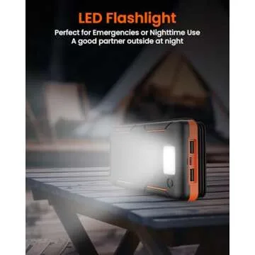 A ADDTOP 25000mAh Solar Phone Charger Portable 3A Fast Charging Power Bank PD4.0 QC 3.0 Battery Bank with 4 Solar Panels 2 USB-A Output 1 USB-C in&Out for Phones Tablets Camping Hiking