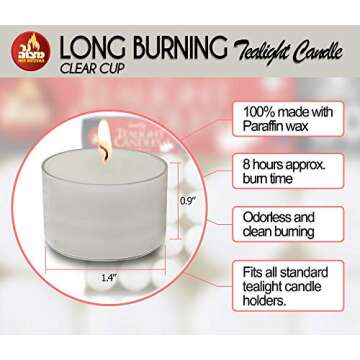 Ner Mitzvah 8 Hour Long Burning Tealight Candles