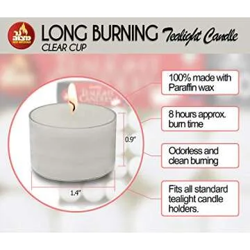 Ner Mitzvah 8 Hour Long Burning Tealight Candles