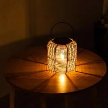 2PK Solar Lanterns Outdoor Decorative Rattan Lights for Gardens