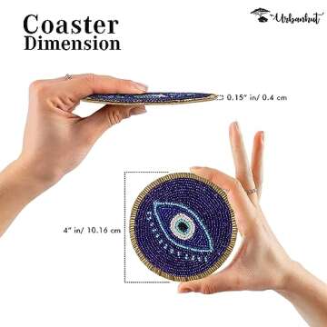URBANHUT Coasters - Handcrafted Beaded Set of 4 for Stylish Table Decor