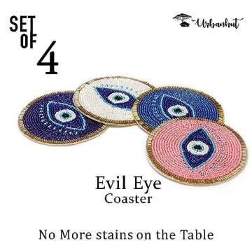 URBANHUT Beaded Coasters for Drinks - Set of 4 Elegance