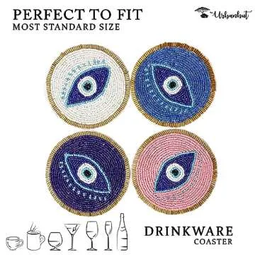 URBANHUT Beaded Coasters for Drinks - Set of 4 Elegance