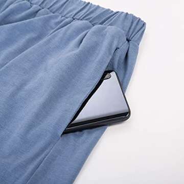 Women's Pajama Sets Lounge Set Long Sleeve Tops 2 Piece with Pockets Blue S