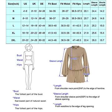 Women's Pajama Sets Lounge Set Long Sleeve Tops 2 Piece with Pockets Blue S