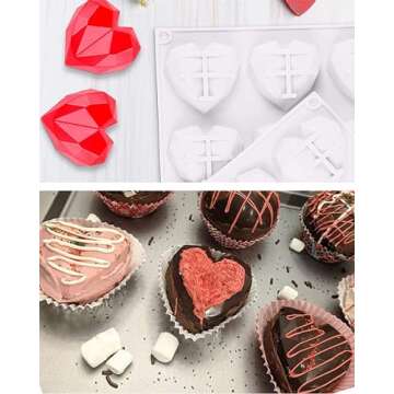 Breakable Heart Mold Set for Chocolate Baking, 8Pcs Silicone Molds Set Include Breakable Heart Mold, Letter and Number Molds, Hammers and Dropper for Valentine Birthday Candy Making