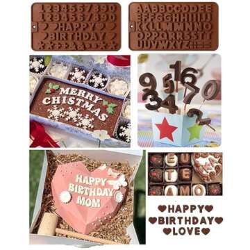 Breakable Heart Mold Set for Chocolate Baking, 8Pcs Silicone Molds Set Include Breakable Heart Mold, Letter and Number Molds, Hammers and Dropper for Valentine Birthday Candy Making