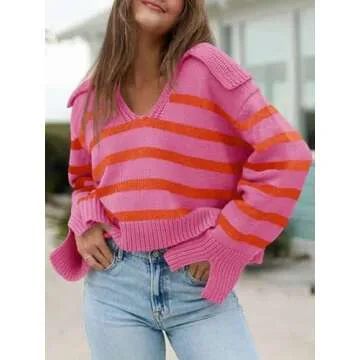 Stylish Saodimallsu Women's Striped Sweater for Fall