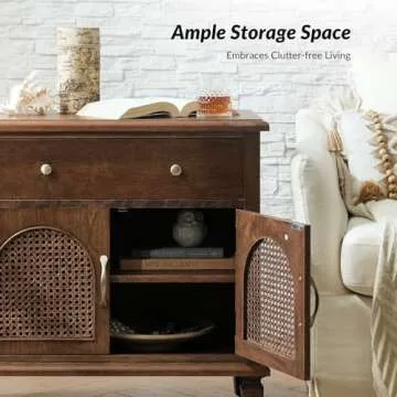 Elegant Rattan Nightstand with USB Charging Station