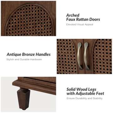 Elegant Rattan Nightstand with USB Charging Station