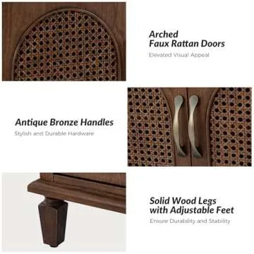 Elegant Rattan Nightstand with USB Charging Station