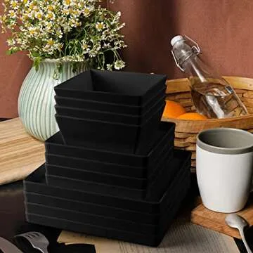 forlent 12 Piece Melamine Dinnerware Set for 4 - Plastic Plates & Bowls