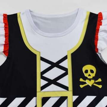 AOVCLKID Girls Pirate Dress Buccaneer Costume Birthday Party Dress Halloween Cosplay Outfits(4T,Blac...