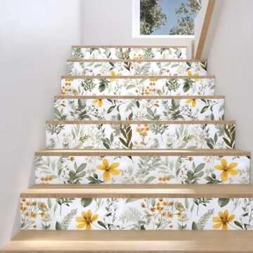 Wallpaper Peel and Stick Green Leaves, Vintage Floral Leaf Contact Paper,Yellow Flower Wall Paper Self Adhesive Removable Waterproof for Room Bedroom Walls Shelves Cabinet Table Decor 17.5" x 393.7"