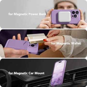 SuydanBox Magnetic for iPhone 13 Pro Max Case, Compatible with MagSafe, [Full Camera Protection][Screen Protector] Silicone Shockproof Protective Phone Case for iPhone 13 Pro Max 6.7", Light Purple