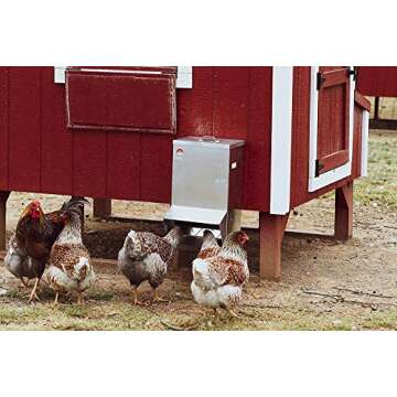 RentACoop Galvanized Chicken Trough Feeder, Weatherproof Poultry Food Dispenser with Lid 25LB Capacity