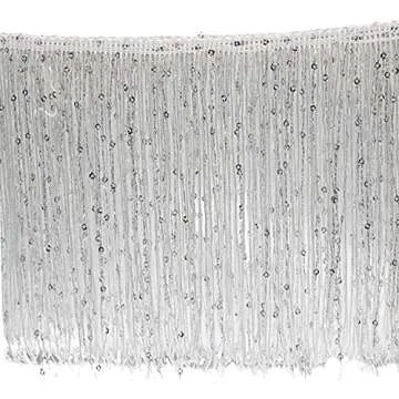 Yalulu 5 Yards/Lot 6 Inch Encryption Sequins Lace Tassel Fringe Trim for DIY Fashion Accessories