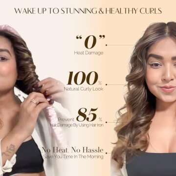 Yanibest Super Soft Satin Heatless Curler Set, Overnight Hair Curler to Sleep in, No Heat Curling Rods, with Satin Scrunchies and Clip