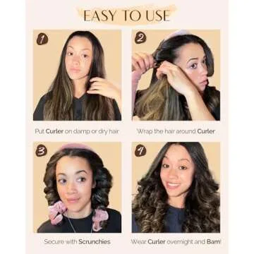 Yanibest Super Soft Satin Heatless Curler Set, Overnight Hair Curler to Sleep in, No Heat Curling Rods, with Satin Scrunchies and Clip