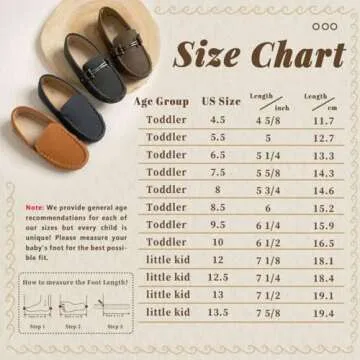 Kannior Boys Girls Leather Loafers Slip-On Texture Flats Boat Dress Moccasin Schooling Daily Walking Shoes(Toddler/Little Kids)