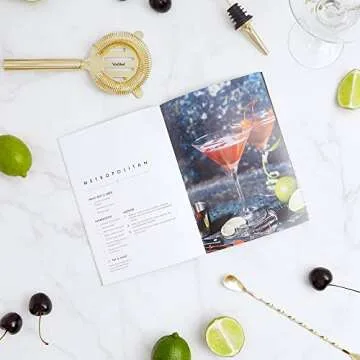 VonShef Green & Gold Cocktail Shaker Set in Gift Box with 16oz Shaker, Muddler, Bar Spoon, Jigger, Hawthorne Strainer, Julep Strainer, Bottle Pourer and Recipe Book