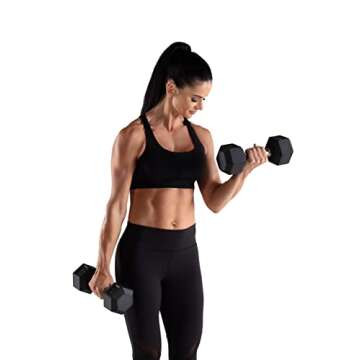 Weider Rubber Hex Dumbbell, 15 Lbs.,Black