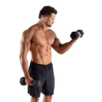 Weider Rubber Hex Dumbbell, 15 Lbs.,Black