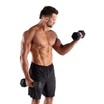 Weider Rubber Hex Dumbbell, 15 Lbs.,Black