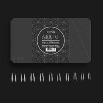 Aprés Gel-X Nail Kit Refills - Box of 500 Nail Tips, Sizes 0-9 (Natural Coffin Short)