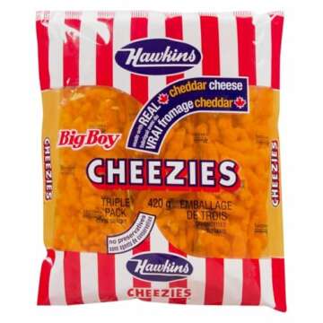 Hawkins Cheezies Triple Pack - Real Cheddar Cheese Snack 420g