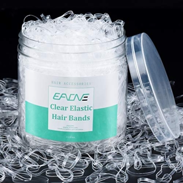 EAONE 1500pcs Clear Elastic Hair Bands - No Damage Tiny Ponytail Holders