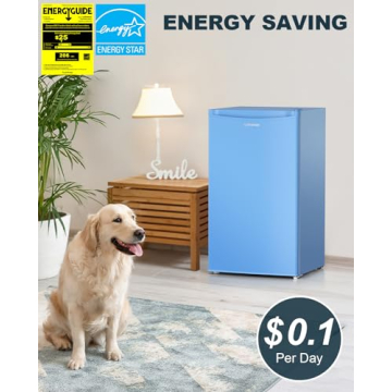 Upstreman Mini Fridge with Freezer - Blue 3.2 Cu.Ft