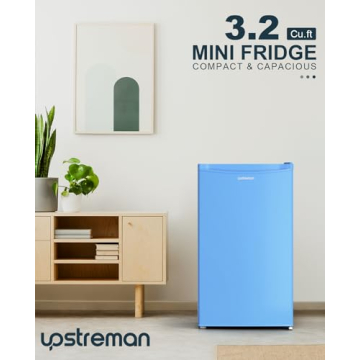 Upstreman Mini Fridge with Freezer - Blue 3.2 Cu.Ft