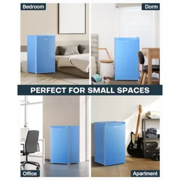 Upstreman Mini Fridge with Freezer - Blue 3.2 Cu.Ft