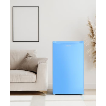 Upstreman Mini Fridge with Freezer - Blue 3.2 Cu.Ft
