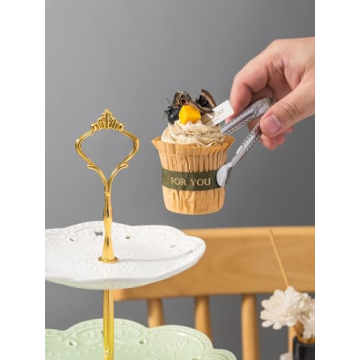 Jusalpha 3-Tier Porcelain Cake Stand-Dessert Stand-Cupcake Stand-Tea Party Serving Platter (3 Color-Gold)