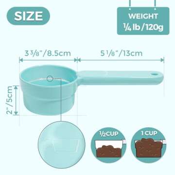 MSBC Melamine Pet Food Scoop, Cat Food Measuring Cups, Comfortable Long Handle Scoop for Dog, Cat, F...