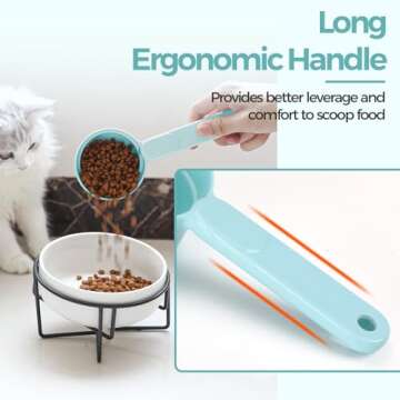 MSBC Melamine Pet Food Scoop, Cat Food Measuring Cups, Comfortable Long Handle Scoop for Dog, Cat, Ferret and Rabbit Food, 1 Cup Size Pet Food Feeding Scoop (Blue)