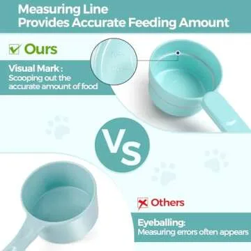 MSBC Melamine Pet Food Scoop, Cat Food Measuring Cups, Comfortable Long Handle Scoop for Dog, Cat, Ferret and Rabbit Food, 1 Cup Size Pet Food Feeding Scoop (Blue)