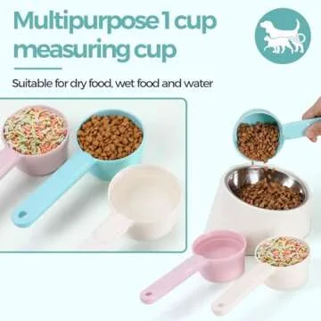 MSBC Melamine Pet Food Scoop, Cat Food Measuring Cups, Comfortable Long Handle Scoop for Dog, Cat, Ferret and Rabbit Food, 1 Cup Size Pet Food Feeding Scoop (Blue)