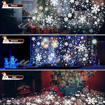 Toodour Snowflake Christmas Projector Lights - Waterproof Holiday Lighting