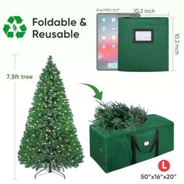 BALEINE 7.5 ft Christmas Tree Storage Bag - Heavy Duty & Versatile
