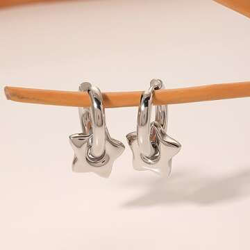 Star Hoop Earrings For Women