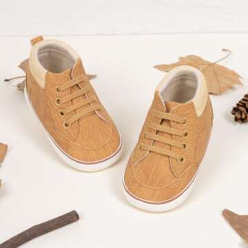 Meckior Toddler Baby Boys Girls High Tops Ankle Sneakers Soft Anti-Slip Sole PU Leather Moccasins Infant Newborn Prewalker First Walking Crib Shoes