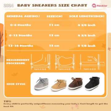 Meckior Toddler Baby Boys Girls High Tops Ankle Sneakers Soft Anti-Slip Sole PU Leather Moccasins Infant Newborn Prewalker First Walking Crib Shoes