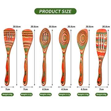 Wooden Spoons for Cooking, WOSPONFAN Kitchen Utensils Set, Pakkawood Kitchen Cooking Utensils Set, A...